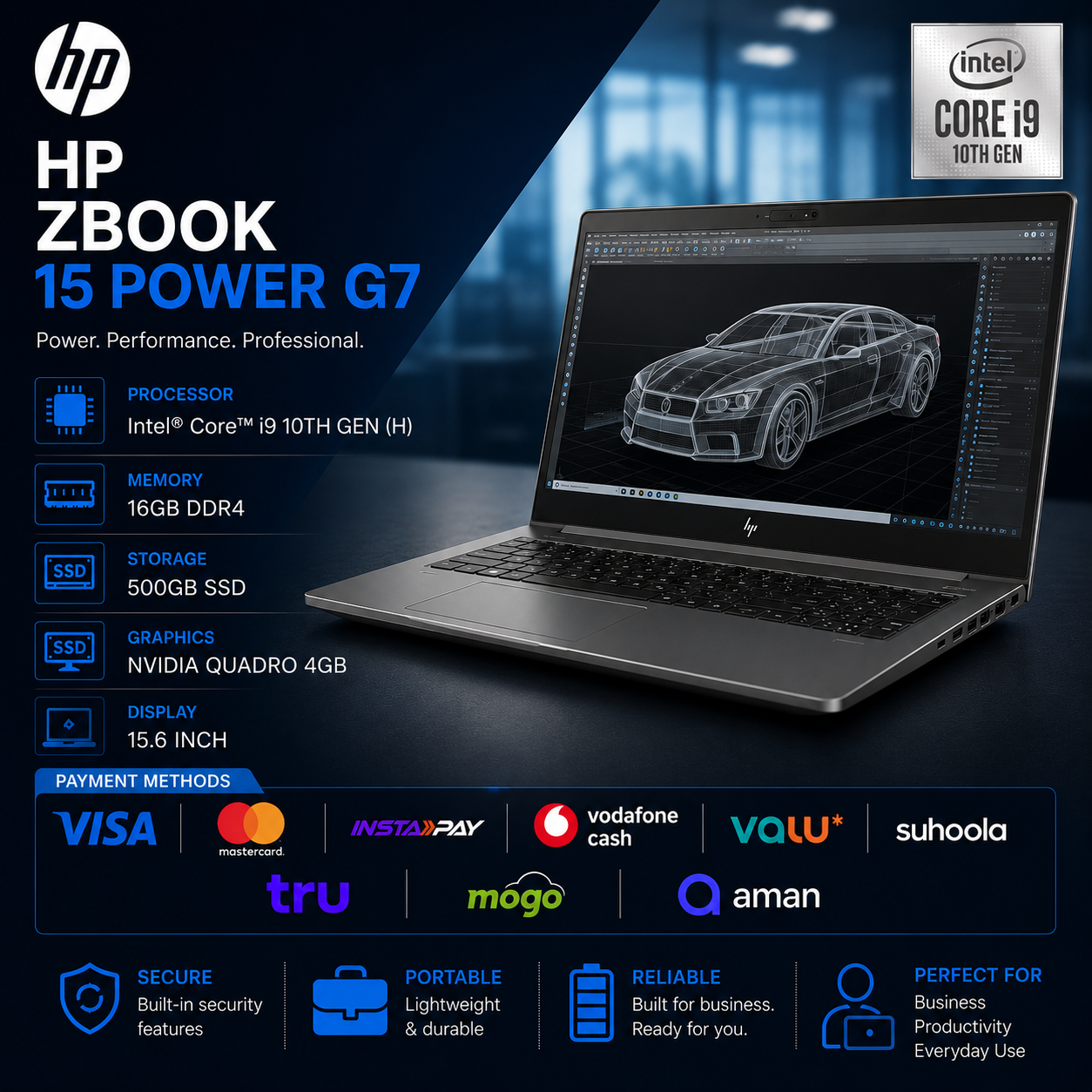 HP ZBOOK 15 POWER G7 (i9 10TH (H) - 16GB DDR4 - SSD 500 - VGA 4GB - 15.6")